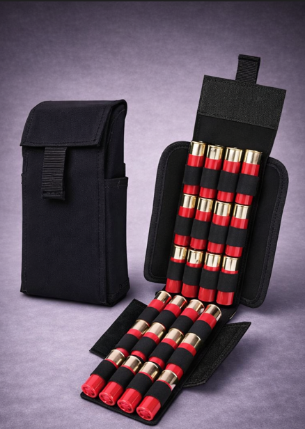 Porte-Cartouches 12GA 25 Coups – Pochette Molle Tactique pour Fusil de Chasse & Outdoor