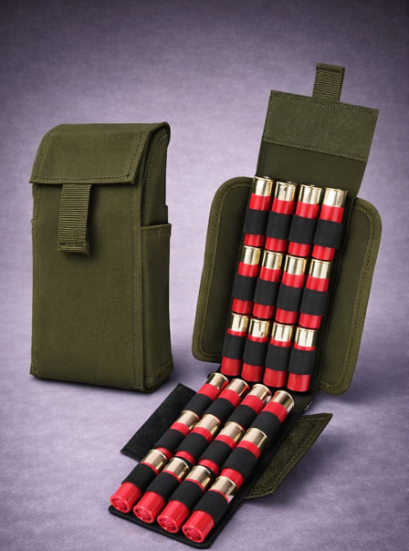 Porte-Cartouches 12GA 25 Coups – Pochette Molle Tactique pour Fusil de Chasse & Outdoor