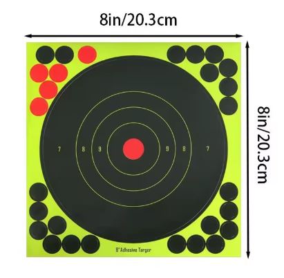 LOT de 25 Autocollants de Cible de Tir Réactifs Haute Visibilité – Tir à l’Arc, Carabine et Stand de Tir 20cmX20cm