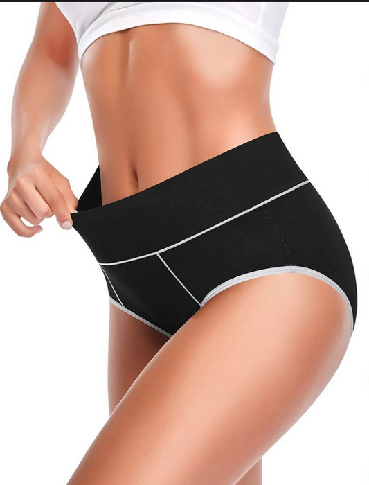 Lot de 3 Culottes Taille Haute Femme – Coton Premium Ultra Confort (Noir & Blanc)