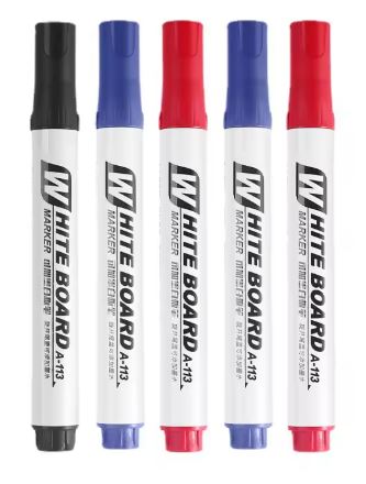 Lot de 3 marqueurs pour tableau blanc – Effaçables à sec – Rouge, Bleu, Noir – Faible odeur