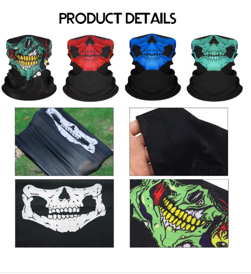 Tour de cou tête de mort respirant – Masque bandana multifonction sport & outdoor