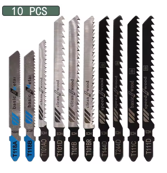 Coffret de lames scie sauteuse 10 à 48 pièces – Bois, métal, plastique – Tige en T universelle
