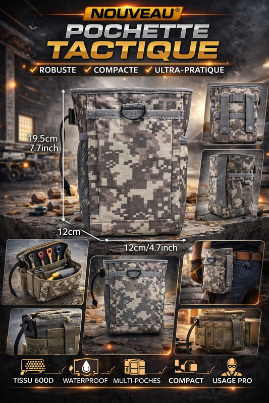 Pochette Tactique Molle 3-5L en Nylon 600D – Sac Accessoire Outdoor Camouflage – Poche Multi-Rangement Étanche