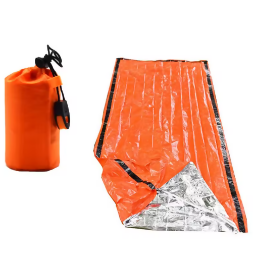 Sac de couchage de survie d’urgence étanche – Couverture thermique compacte avec sifflet